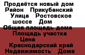 Продаётся новый дом › Район ­ Прикубанский › Улица ­ Ростовское шоссе › Дом ­ 225 › Общая площадь дома ­ 60 › Площадь участка ­ 35 › Цена ­ 2 500 000 - Краснодарский край Недвижимость » Дома, коттеджи, дачи продажа   